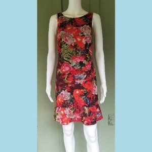 NWT MM COUTURE Red Floral Exposed Zipper Dress M